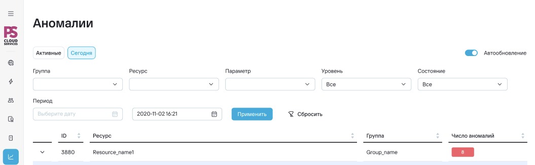 Фильтрация аномалии